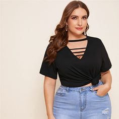 Футболка размера плюс с коротким рукавом Shein