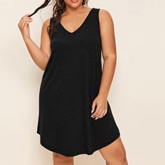 Платье размера плюс с v-образным воротником Shein