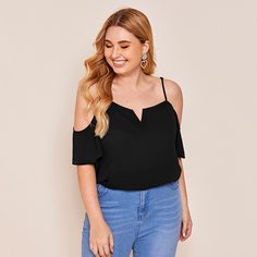 Топ размера плюс с открытыми плечами Shein