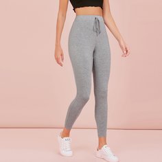 Однотонные леггинсы с узлом Shein