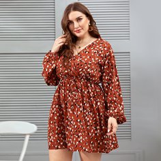 Платье размера плюс с принтом и узлом Shein