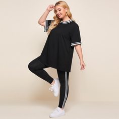 Топ с рукавом реглан и леггинсы размера плюс Shein