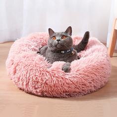 Круглая плюшевая кровать для кошек 1шт Shein