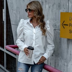 Однотонная блуза с оригинальным рукавом Shein