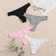 Одноцветный Бесшовные трусы Shein