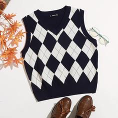 Трикотажный жилет с узором Shein