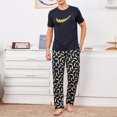 Мужская пижама с текстовым принтом Shein