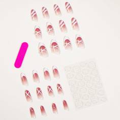 24шт Накладные ногтии 1 лист ленты и 1шт пилочка для ногтей Shein