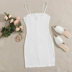 Облегающее трикотажное однотонное платье Shein