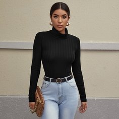 Шнуровка Одноцветный Элегантный Футболки Shein