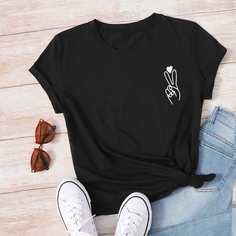 Объект Повседневный Футболки Shein