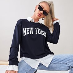 2 в 1 пуловер с текстовым принтом Shein