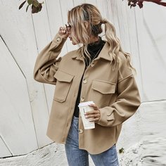 Асимметричное пальто с карманом Shein