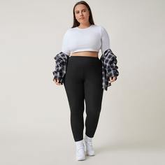 Одноцветный Спортивный Леггинсы размер плюс Shein