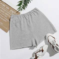 Необработанный низ Одноцветный Спортивный Шорты Shein