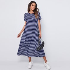 Полосатый Повседневный Платье Shein