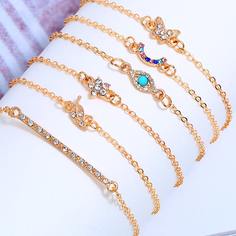 6шт браслет-цепочка со стразами Shein