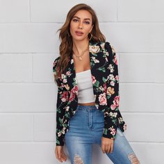 Асимметричный Со цветочками Элегантный Блейзеры Shein