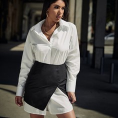 Разрез Контрастный цвет Повседневный Платье Shein