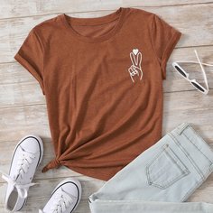 Объект Повседневный Футболки Shein