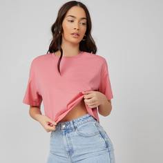 Одноцветный Повседневный Футболки Shein