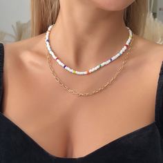 2шт ожерелье из бусин Shein