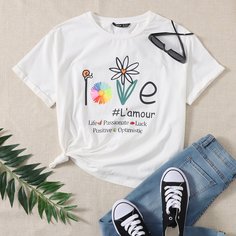 Животный Повседневный Футболки Shein