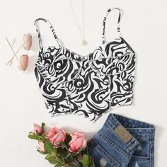 Асимметричный топ с принтом Shein