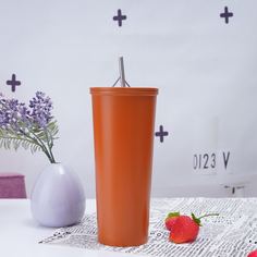 1шт чашка с соломинкой из нержавеющей стали Shein