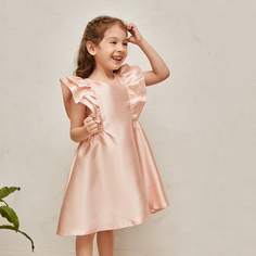 Атласное платье с оборками для девочек Shein