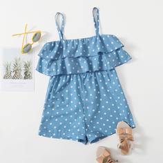 с оборками В горошек Бохо Комбинезоны для девочек Shein