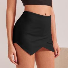 Однотонная асимметричная юбка-шорты Shein