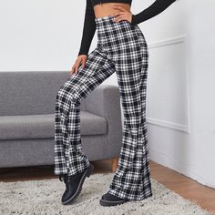 Брюки-клеш в клетку Shein