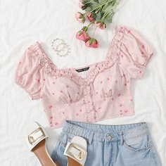 Короткая блузка с цветочным принтом Shein