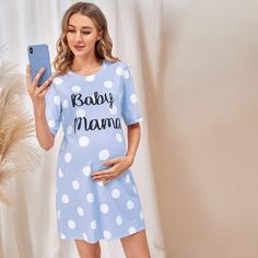 В горошек милый Домашняя одежда для беременных Shein