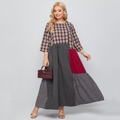 Полосатый Повседневный Платья размер плюс Shein