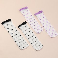 2 пары носки с принтом сердца для девочек Shein