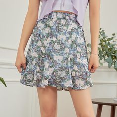 Юбка с цветочным принтом Shein