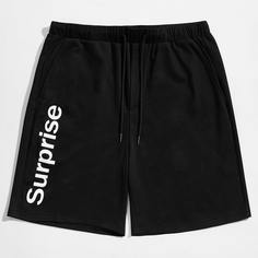 Карман буква Повседневный Мужские шорты Shein