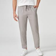 Мужские однотонные брюки на кулиске с карманом Shein