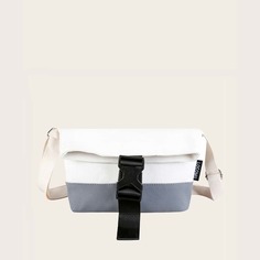 Двухцветная холщовая сумка через плечо Shein