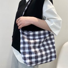 Холщовая сумка на плечо в клетку Shein