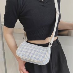 Холщовая сумка через плечо в клетку Shein