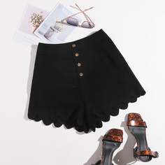 с фестонами Одноцветный Повседневный Шорты Shein