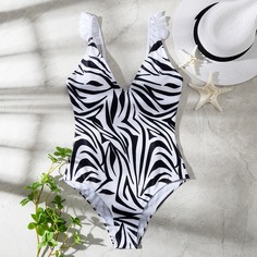 Слитный купальник с узором зебры Shein