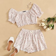 Бант цветочный Бохо Блузы Shein