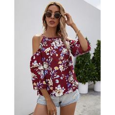 Многослойный Цветочный Бохо Блузы Shein