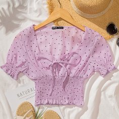 узел В горошёк Бохо Блузы Shein