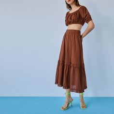 С оборками Одноцветный Повседневный Юбки Shein