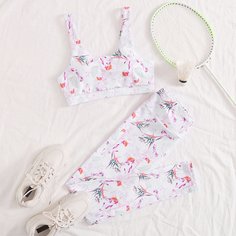 Со цветочками Спортивный комплектный костюм Shein
